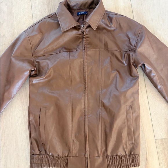 SAMPEEL Vegan Leather Jacket Women Faux Oversized Motorcycle Bomber Coats - Picture 3 of 6